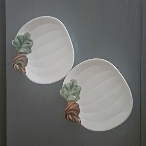 Set of 2 White Pumpkin Plates